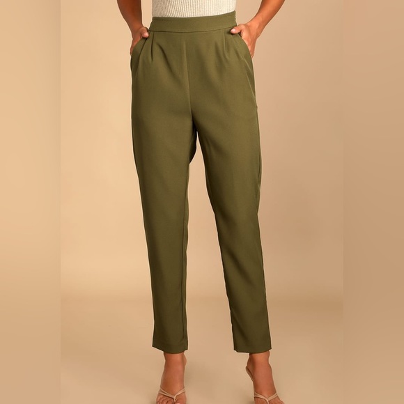 Lulu’s Like Clockwork Olive Green Trouser Pants - Picture 3 of 7